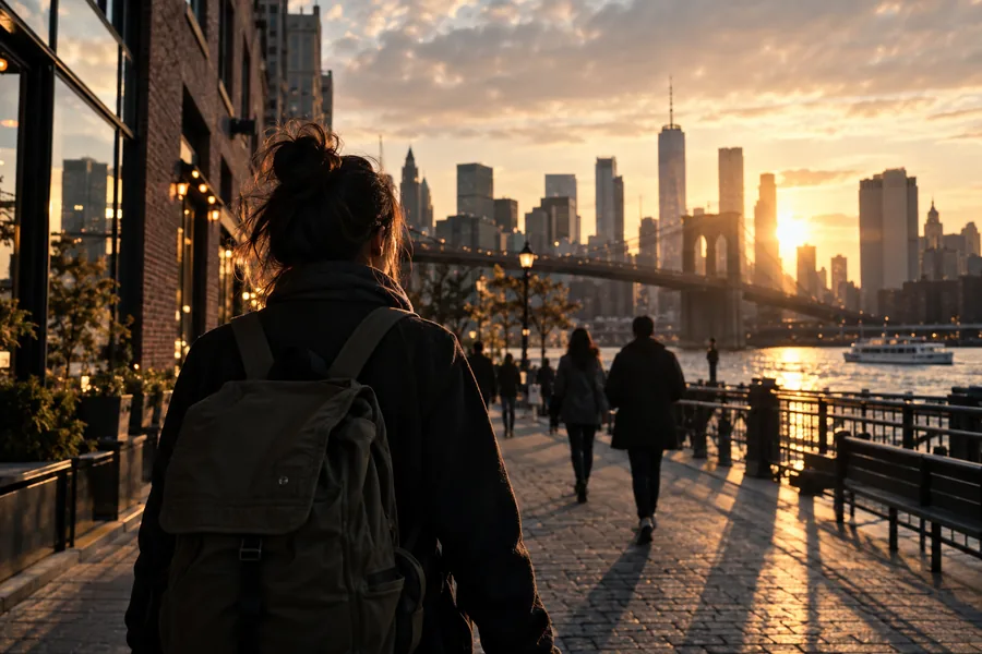 A cinematic city walk framed as a short video clip