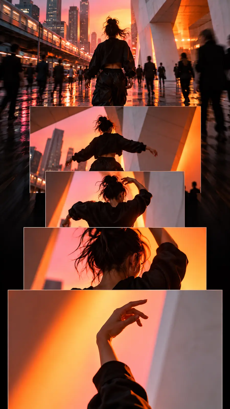 City footage being reduced to a focused sequence